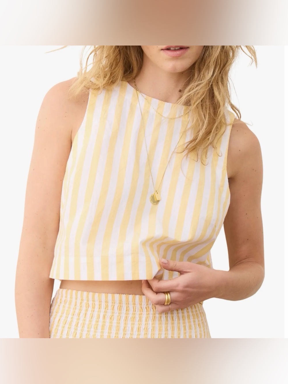 Marine Layer Quinn Stripe Sleeveless Pima Cotton Crop Top - Size XL